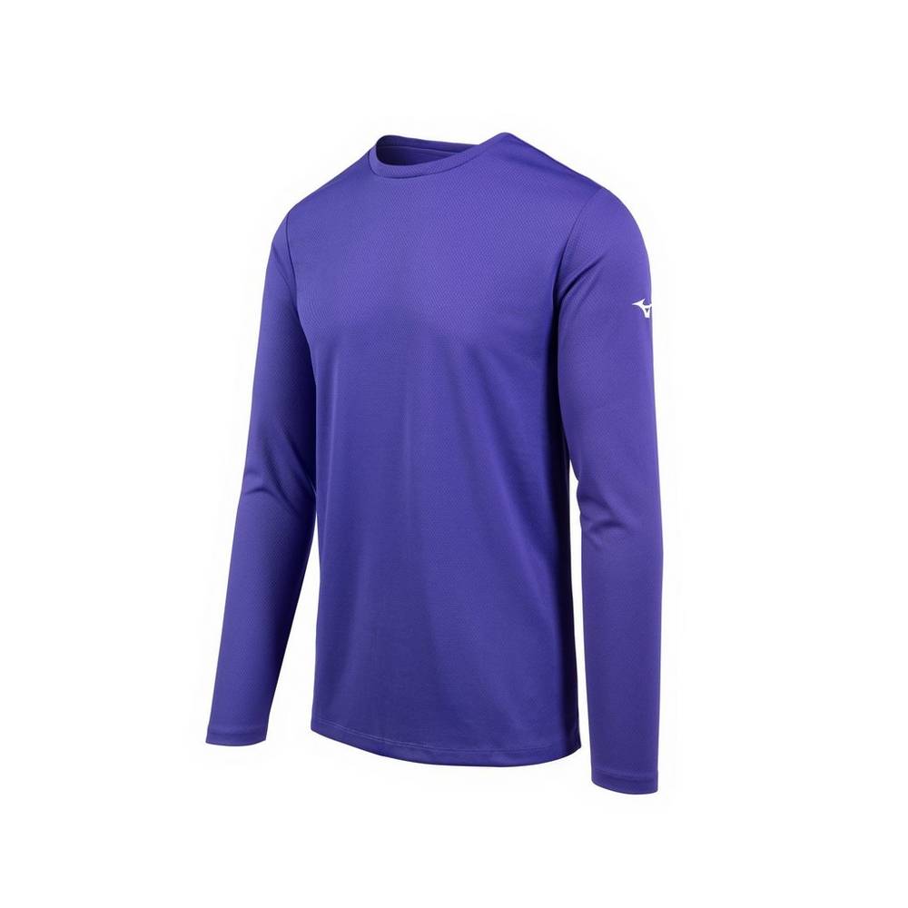 Mizuno Long Sleeve - Erkek Tişört - Mor Türkiye (EBTWMC-024)